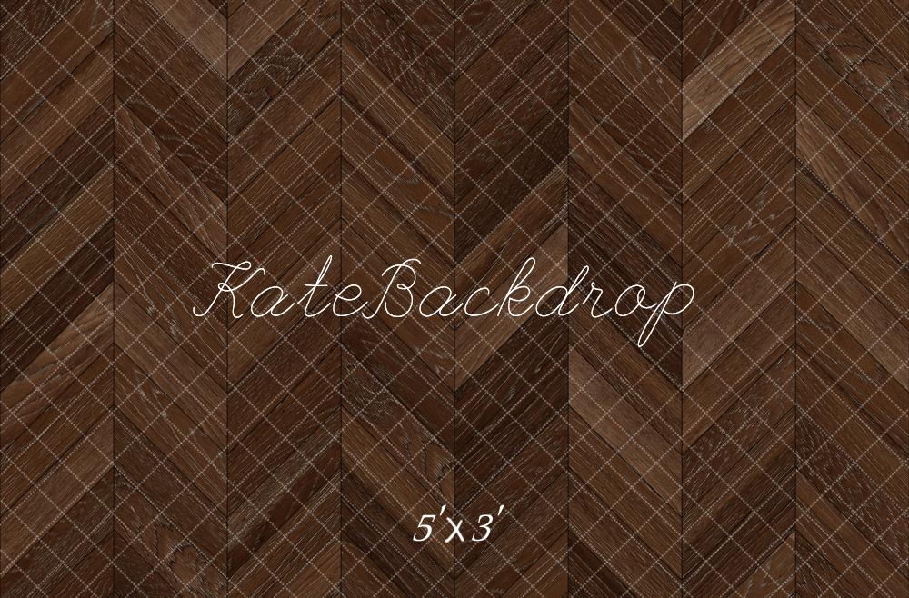 Kate Marron foncé Parquet à chevrons Sol Toile de fond conçue par Kate Image - Kate Backdrop FR