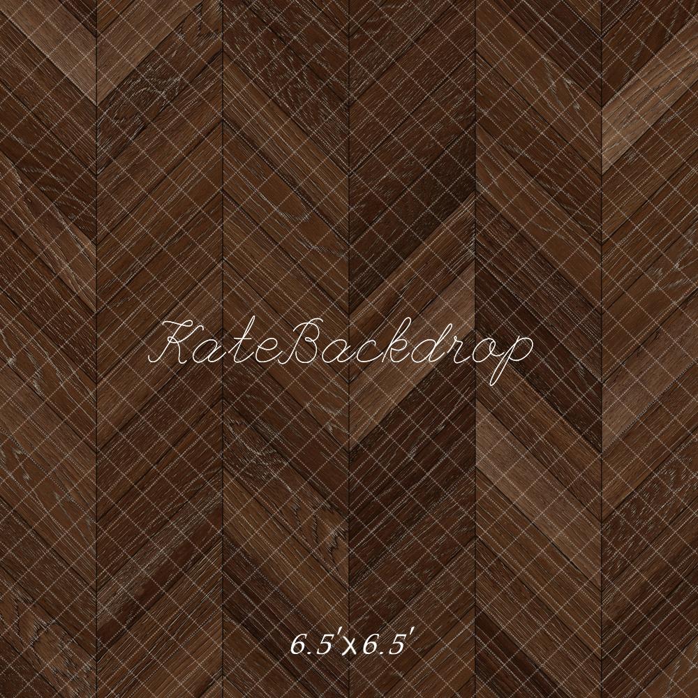 Kate Marron foncé Parquet à chevrons Sol Toile de fond conçue par Kate Image - Kate Backdrop FR