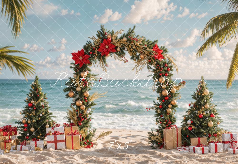 Kate Sapin de Noël Mer Plage Cadeau Arche Toile de fond conçue par Emetselch - Kate Backdrop FR