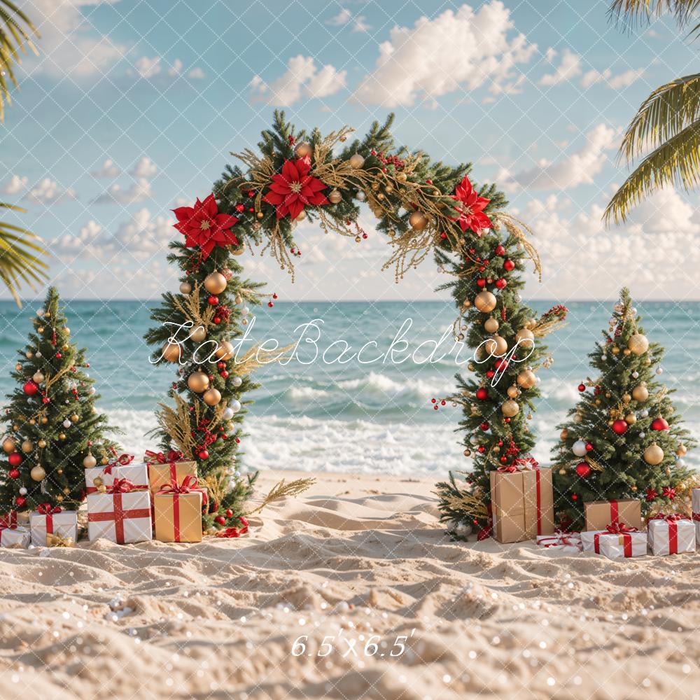 Kate Sapin de Noël Mer Plage Cadeau Arche Toile de fond conçue par Emetselch - Kate Backdrop FR