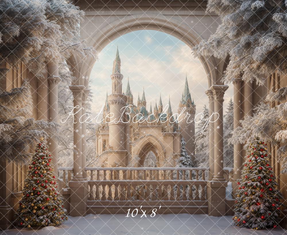 Kate Hiver Noël Fenêtre Château de rêve Toile de fond conçue par Emetselch - Kate Backdrop FR