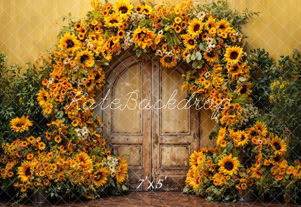 Kate Automne Arche de Tournesol Porte en bois Toile de fond conçue par Emetselch - Kate Backdrop FR