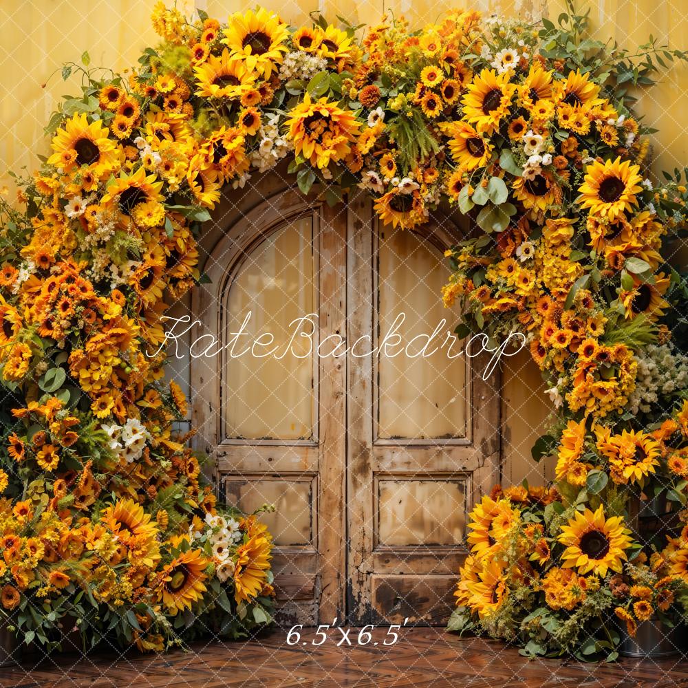 Kate Automne Arche de Tournesol Porte en bois Toile de fond conçue par Emetselch - Kate Backdrop FR