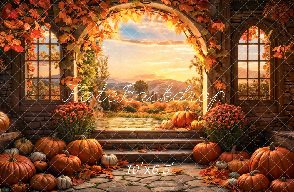 Kate Automne Coucher de soleil Citrouille Arche Toile de fond conçue par Emetselch - Kate Backdrop FR