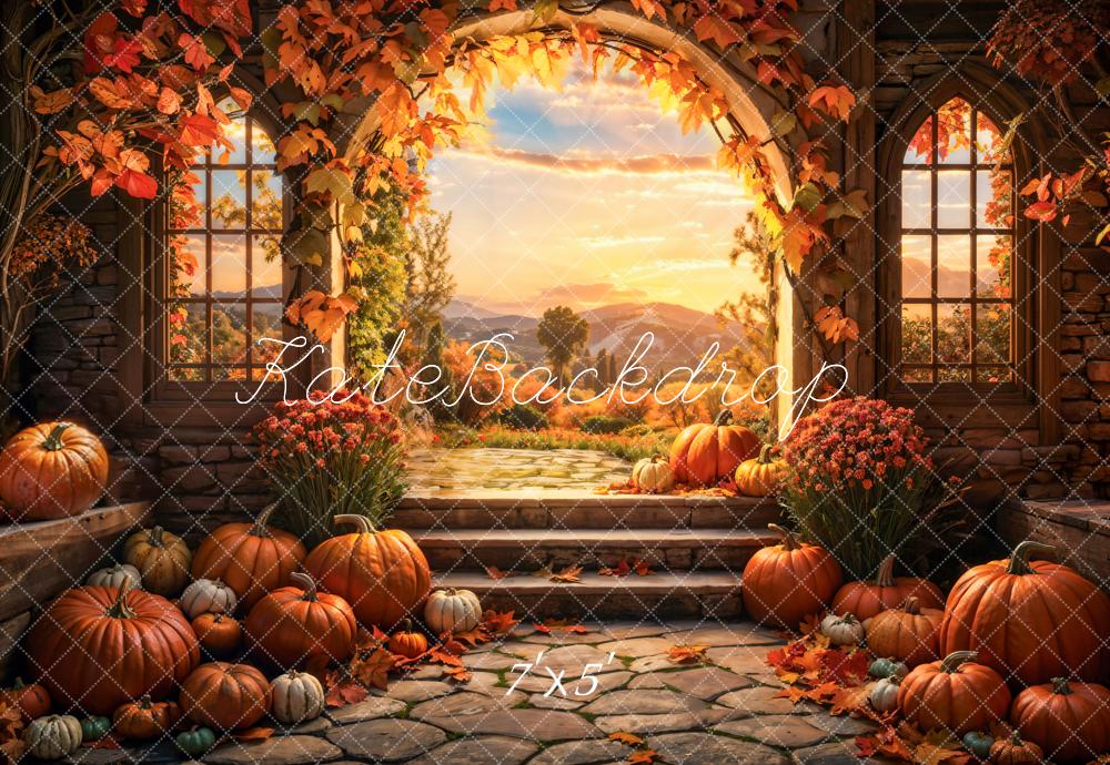 Kate Automne Coucher de soleil Citrouille Arche Toile de fond conçue par Emetselch - Kate Backdrop FR