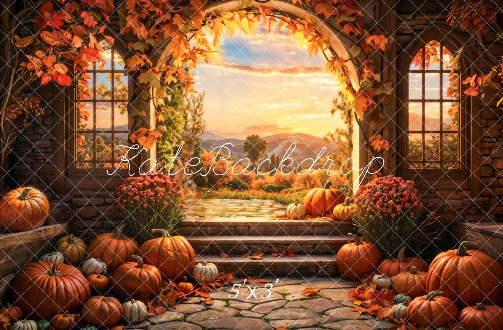 Kate Automne Coucher de soleil Citrouille Arche Toile de fond conçue par Emetselch - Kate Backdrop FR