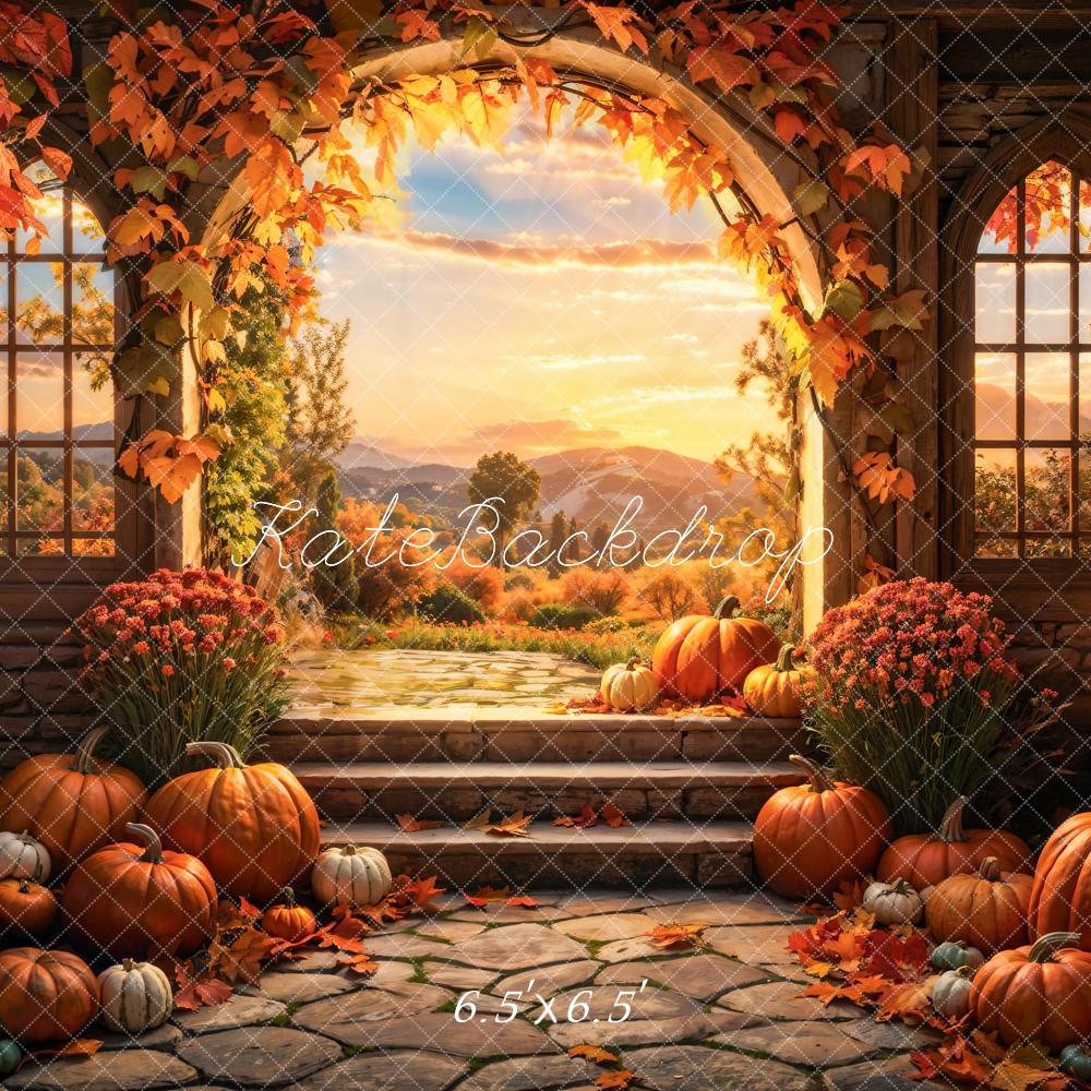 Kate Automne Coucher de soleil Citrouille Arche Toile de fond conçue par Emetselch - Kate Backdrop FR