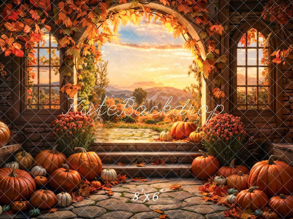 Kate Automne Coucher de soleil Citrouille Arche Toile de fond conçue par Emetselch - Kate Backdrop FR