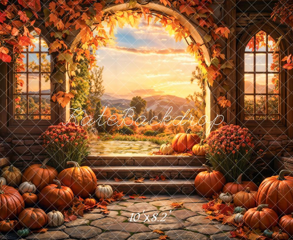 Kate Automne Coucher de soleil Citrouille Arche Toile de fond conçue par Emetselch - Kate Backdrop FR