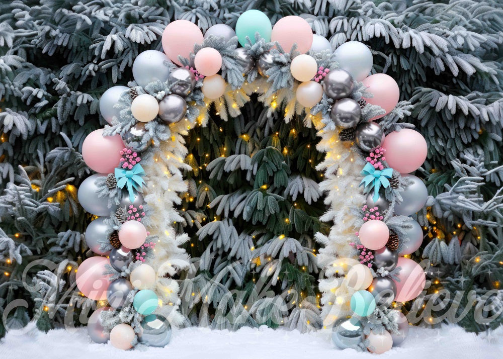 Kate Noël Extérieur Forêt Arche de ballons Toile de fond conçue par Mini MakeBelieve - Kate Backdrop FR