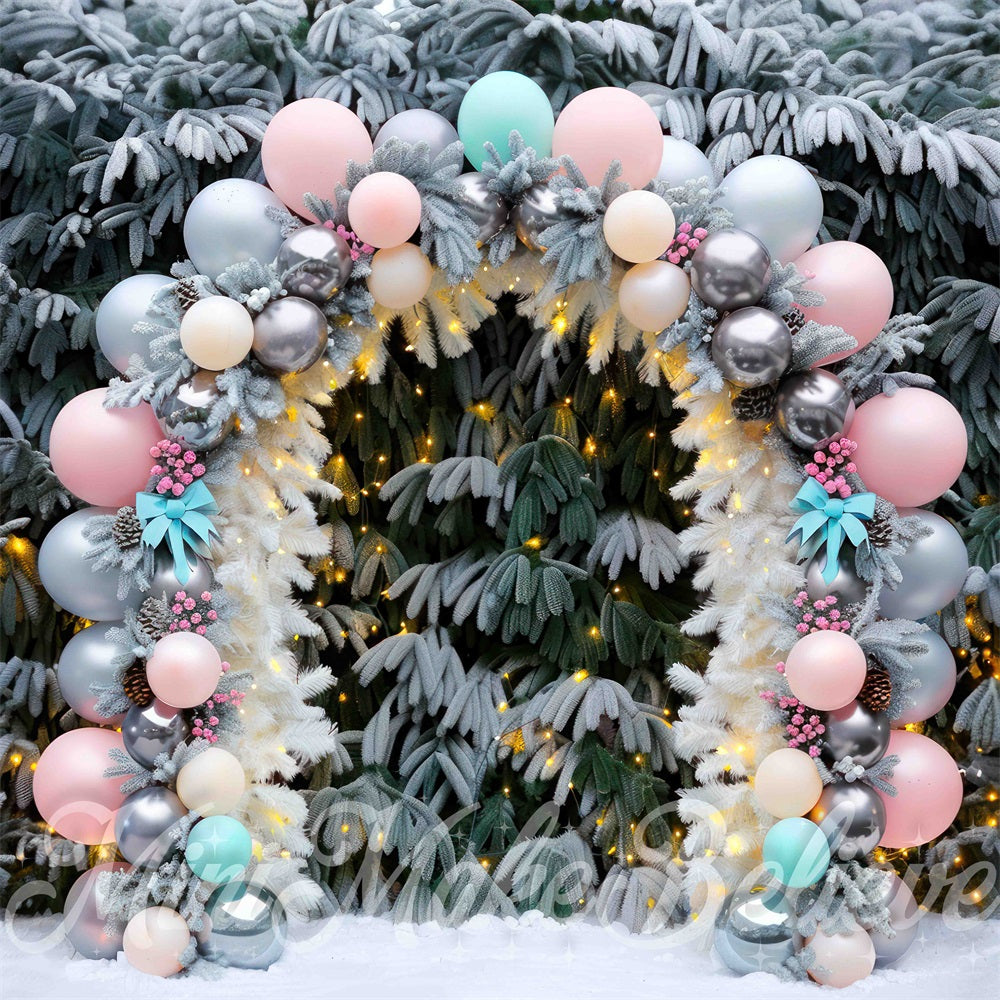 Kate Noël Extérieur Forêt Arche de ballons Toile de fond conçue par Mini MakeBelieve - Kate Backdrop FR