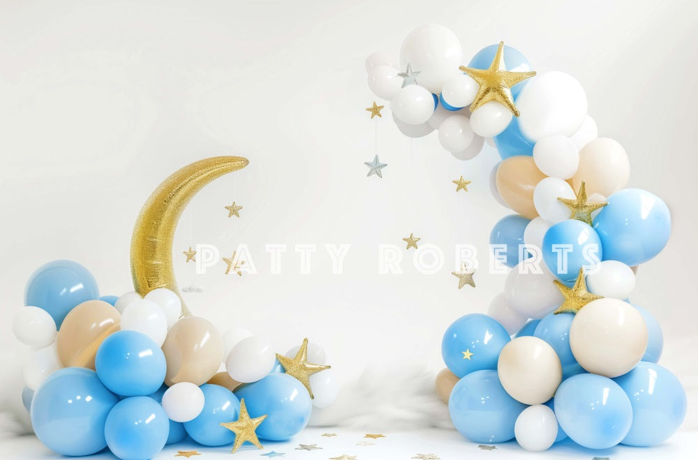 Kate Lune Ballons Étoiles Cake smash Toile de fond conçue par Patty Robert - Kate Backdrop FR