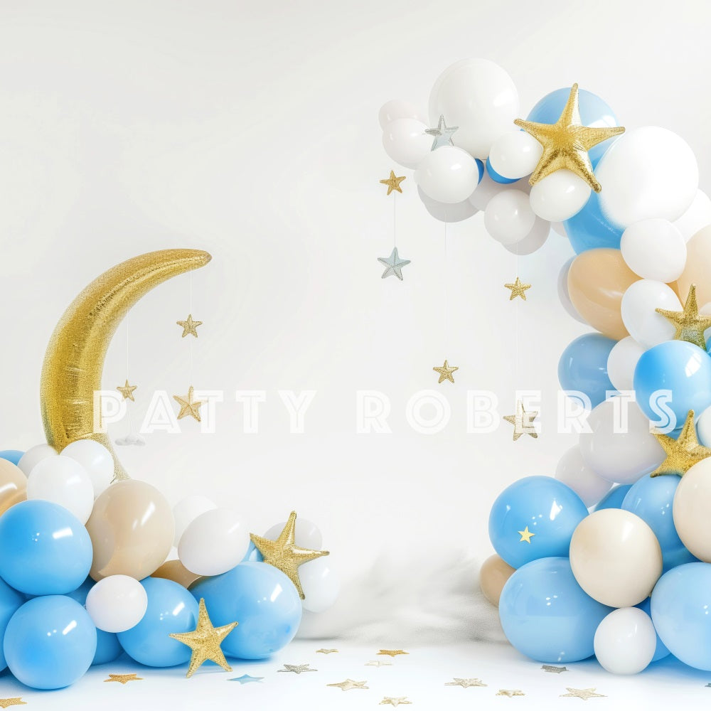 Kate Lune Ballons Étoiles Cake smash Toile de fond conçue par Patty Robert - Kate Backdrop FR