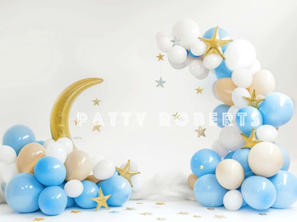 Kate Lune Ballons Étoiles Cake smash Toile de fond conçue par Patty Robert - Kate Backdrop FR