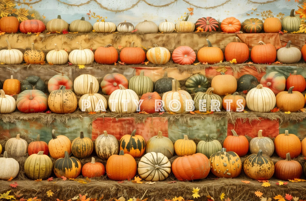 Kate Stand de Citrouilles Récolte Automne Toile de fond conçue par Patty Robert - Kate Backdrop FR