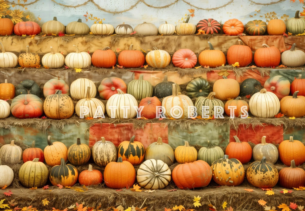 Kate Stand de Citrouilles Récolte Automne Toile de fond conçue par Patty Robert - Kate Backdrop FR