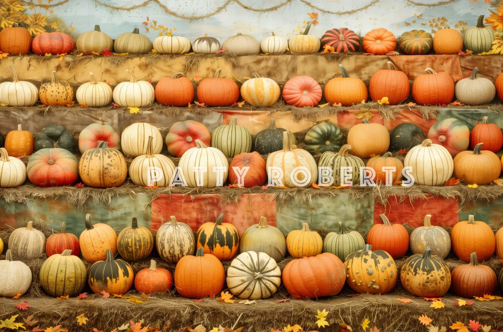 Kate Stand de Citrouilles Récolte Automne Toile de fond conçue par Patty Robert - Kate Backdrop FR