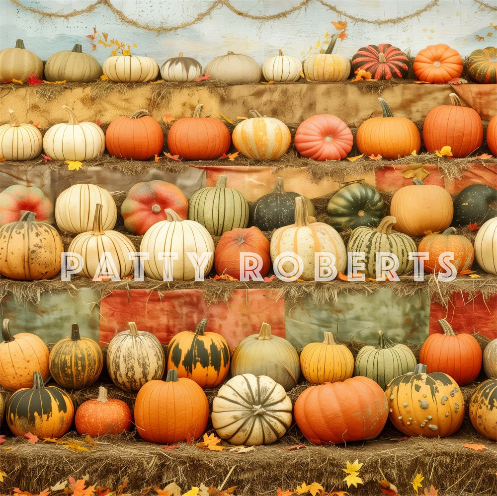 Kate Stand de Citrouilles Récolte Automne Toile de fond conçue par Patty Robert - Kate Backdrop FR