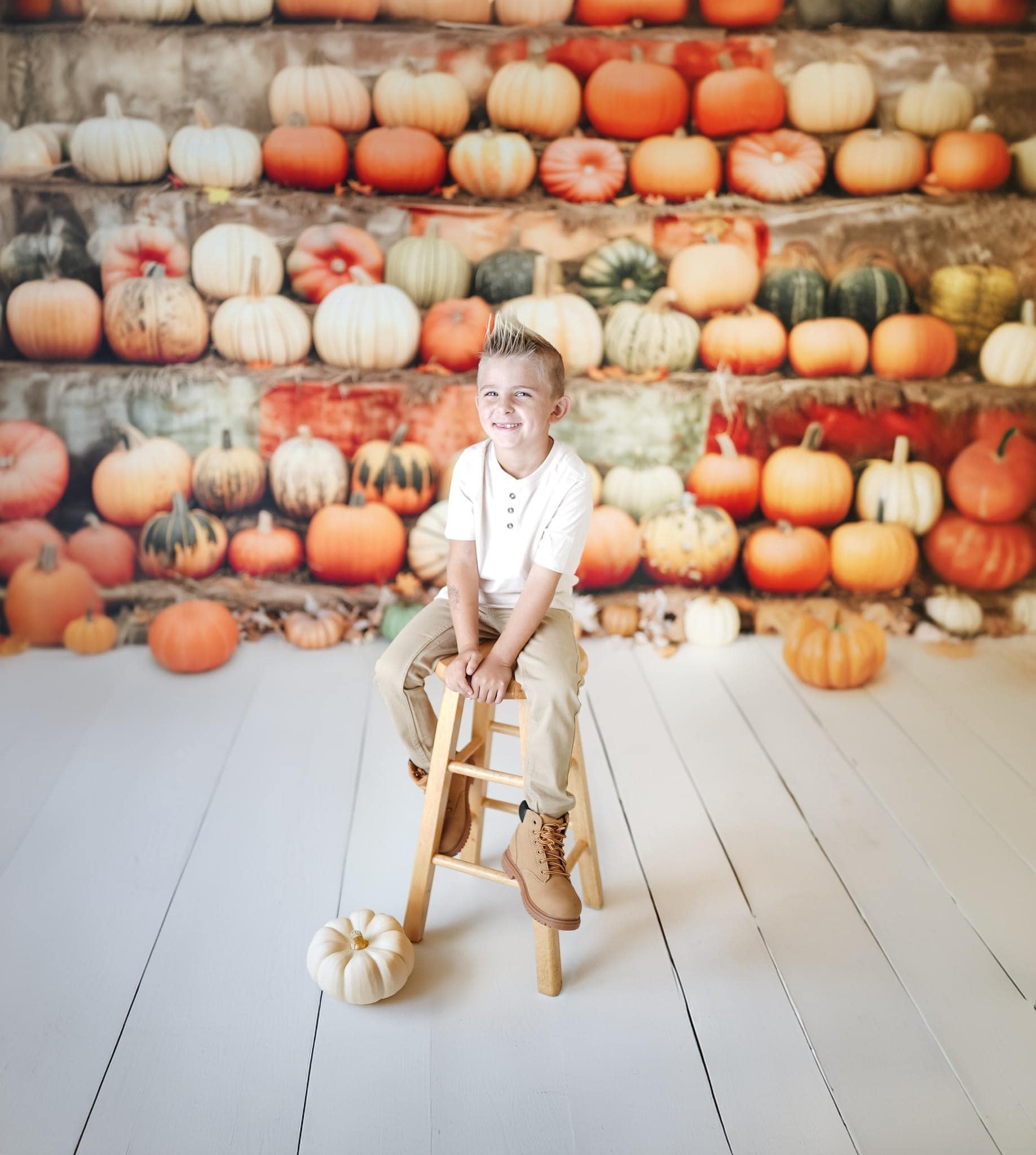 Kate Stand de Citrouilles Récolte Automne Toile de fond conçue par Patty Robert - Kate Backdrop FR