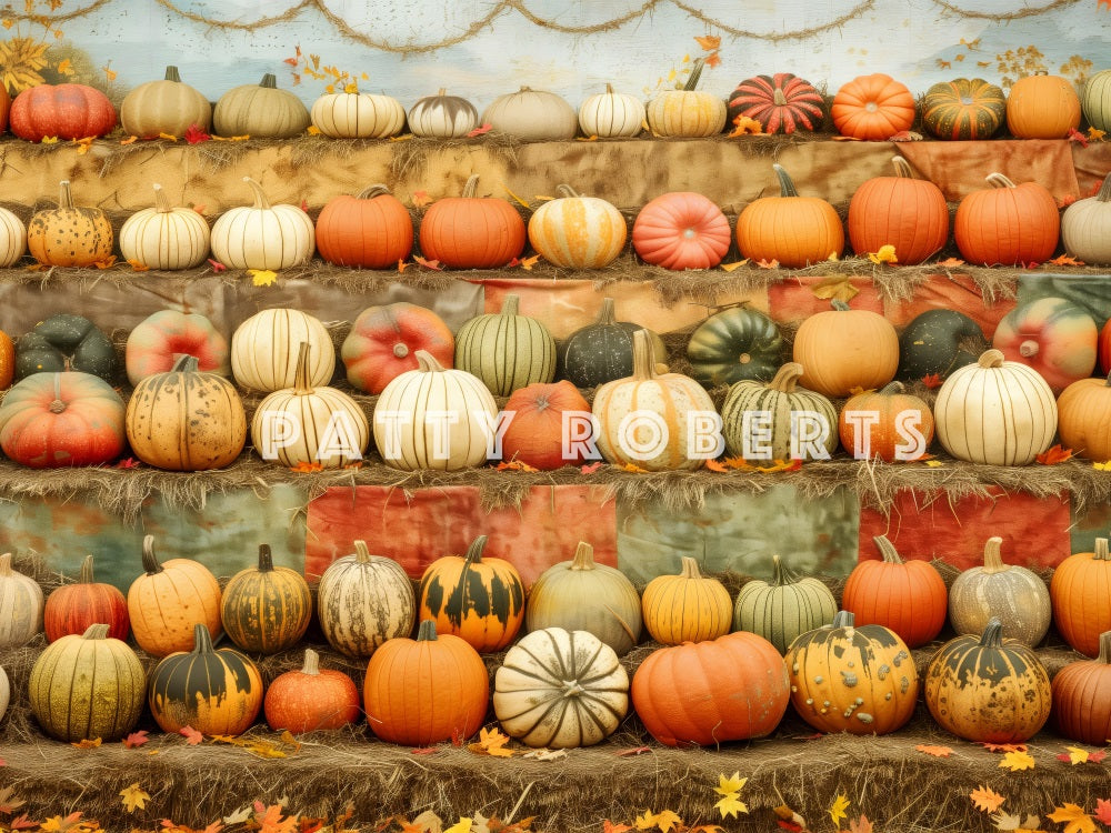 Kate Stand de Citrouilles Récolte Automne Toile de fond conçue par Patty Robert - Kate Backdrop FR