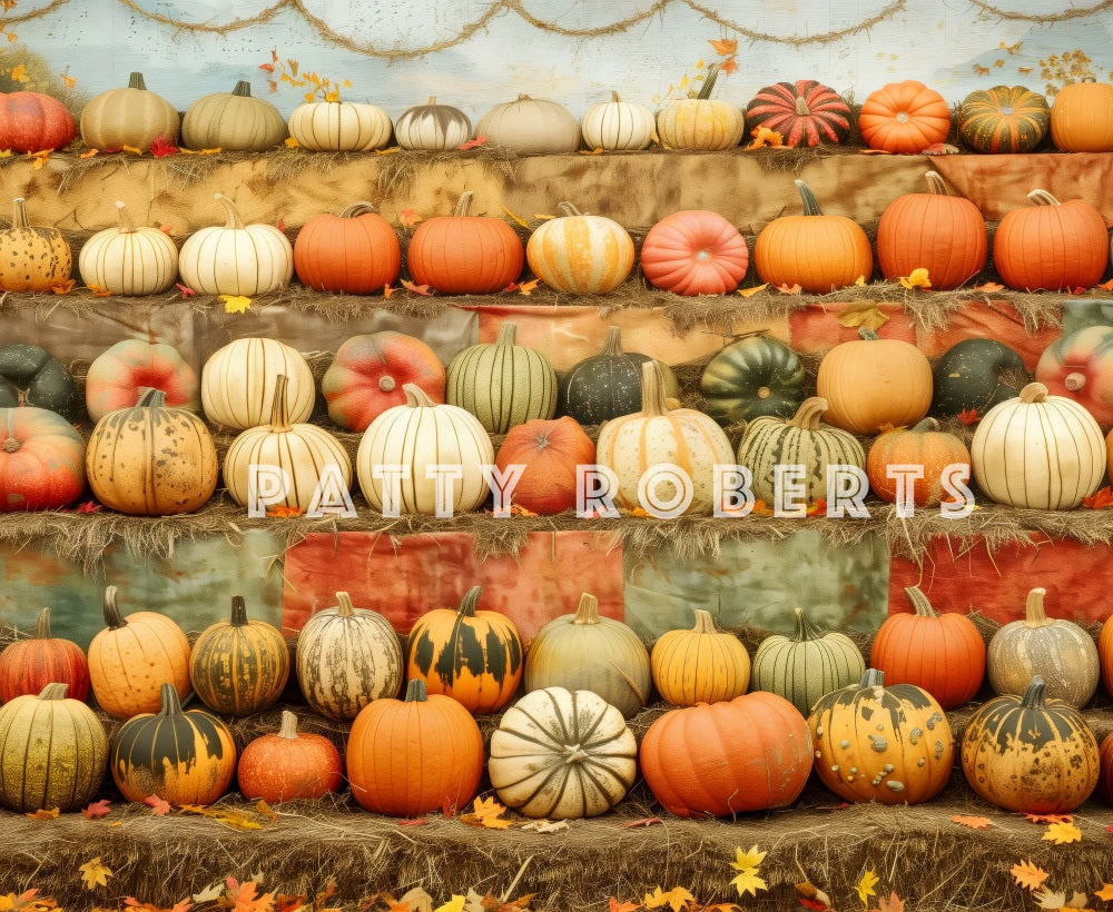 Kate Stand de Citrouilles Récolte Automne Toile de fond conçue par Patty Robert - Kate Backdrop FR