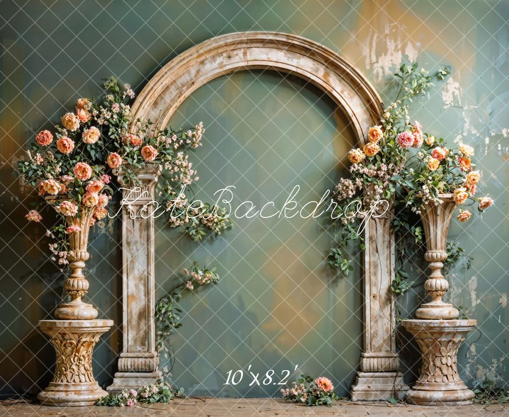 Kate Beaux-Arts Fleurs Arche Mur Vert Toile de fond conçue par Emetselch - Kate Backdrop FR