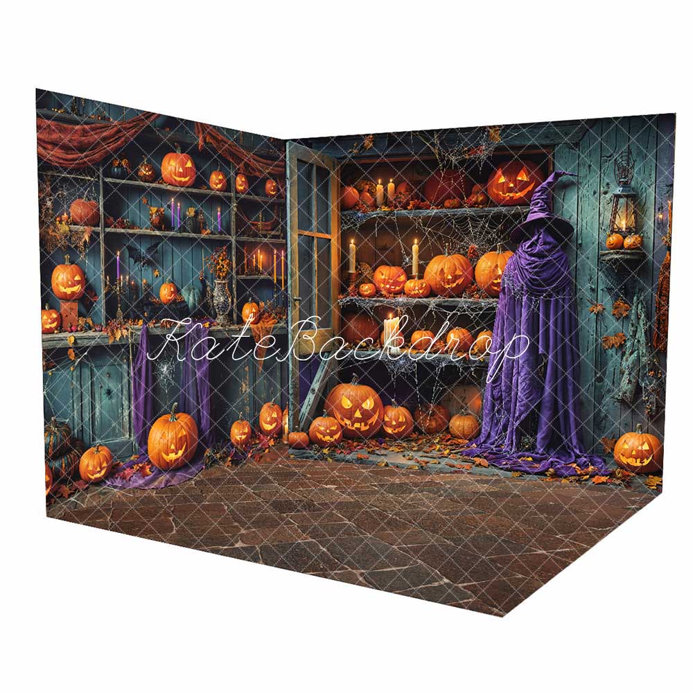 Offres Éclair Kate Halloween Minable Magasin de citrouilles Ensemble de chambre (8pix8pi&10pix8pi&8pix10pi) - Kate Backdrop FR