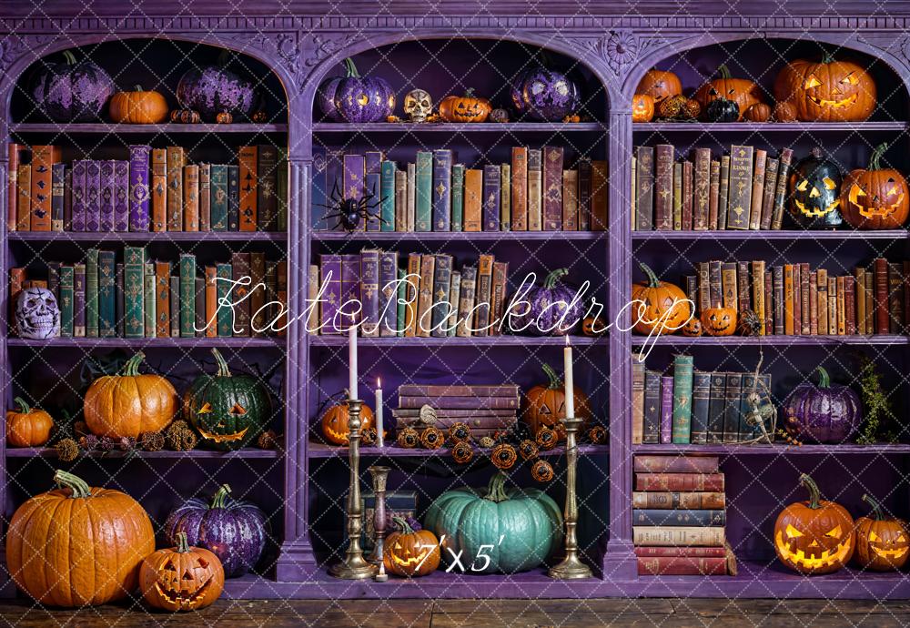 Kate Halloween Magique Violet Bibliothèque Toile de fond conçue par Emetselch - Kate Backdrop FR