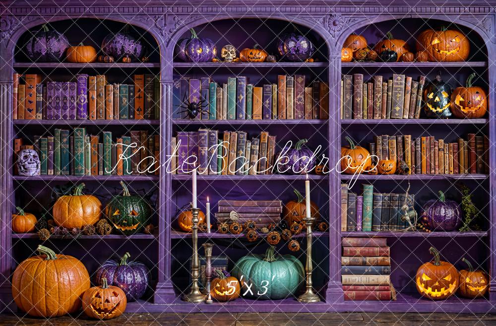 Kate Halloween Magique Violet Bibliothèque Toile de fond conçue par Emetselch - Kate Backdrop FR