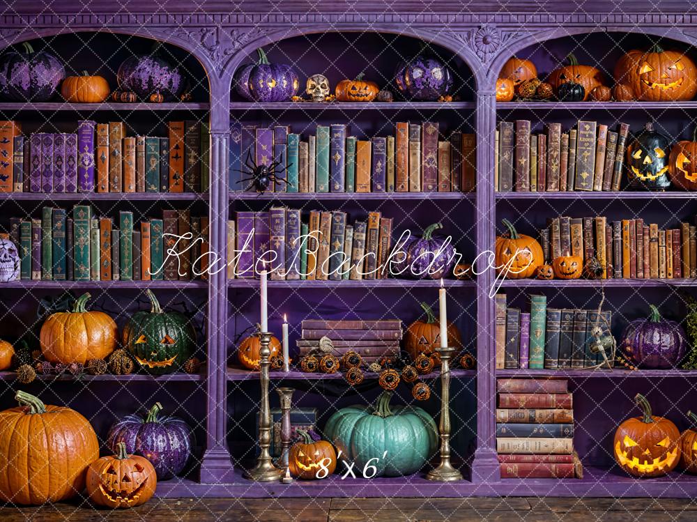 Kate Halloween Magique Violet Bibliothèque Toile de fond conçue par Emetselch - Kate Backdrop FR