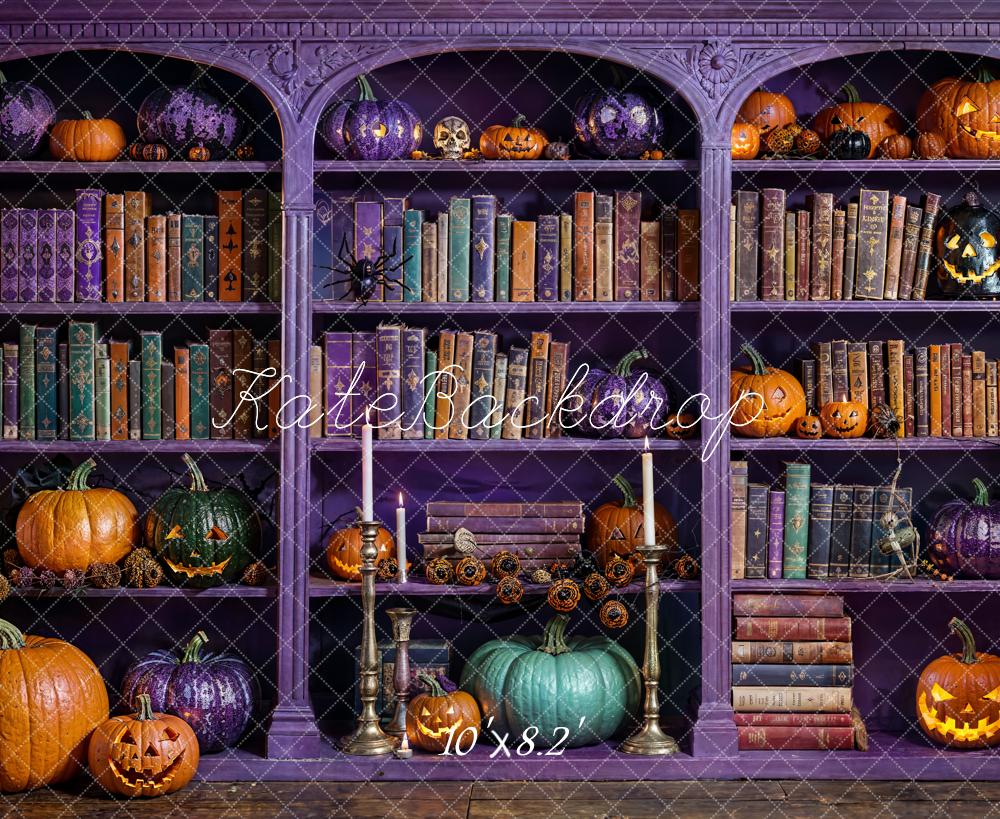 Kate Halloween Magique Violet Bibliothèque Toile de fond conçue par Emetselch - Kate Backdrop FR