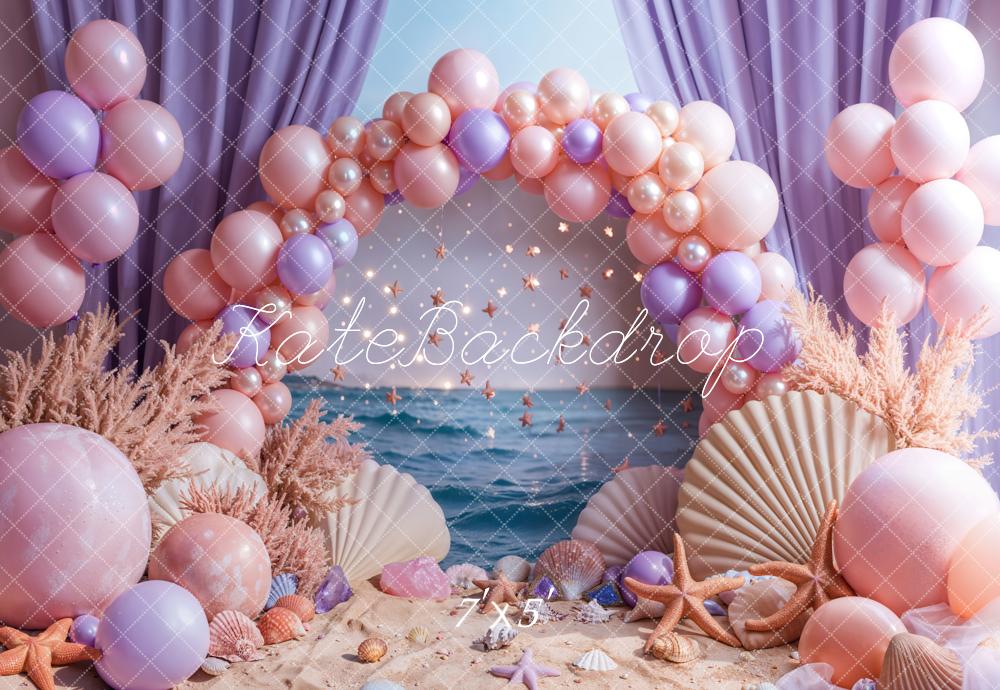 Kate Plage Rose Violet Arche de ballons Rideaux Toile de fond conçue par Emetselch - Kate Backdrop FR