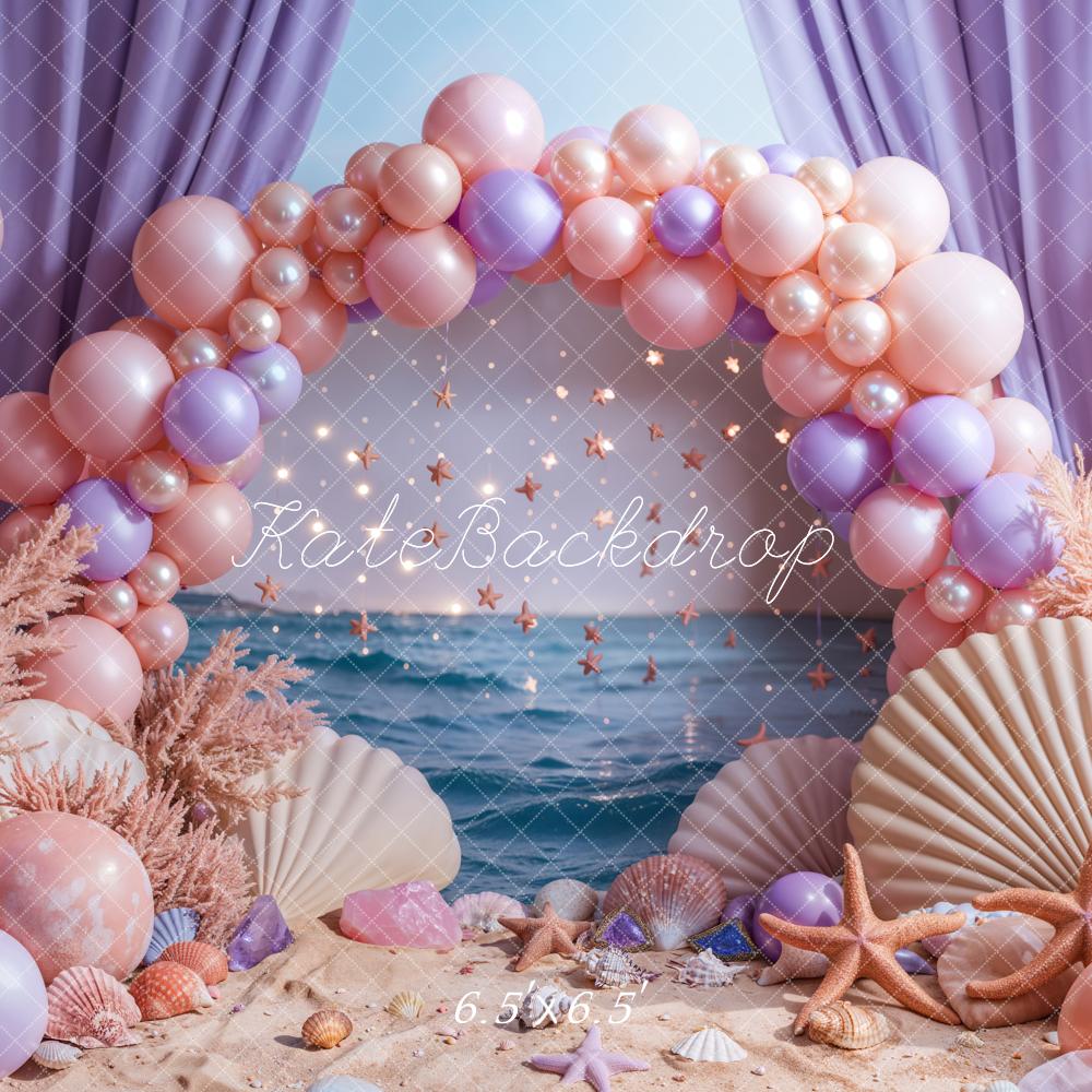 Kate Plage Rose Violet Arche de ballons Rideaux Toile de fond conçue par Emetselch - Kate Backdrop FR