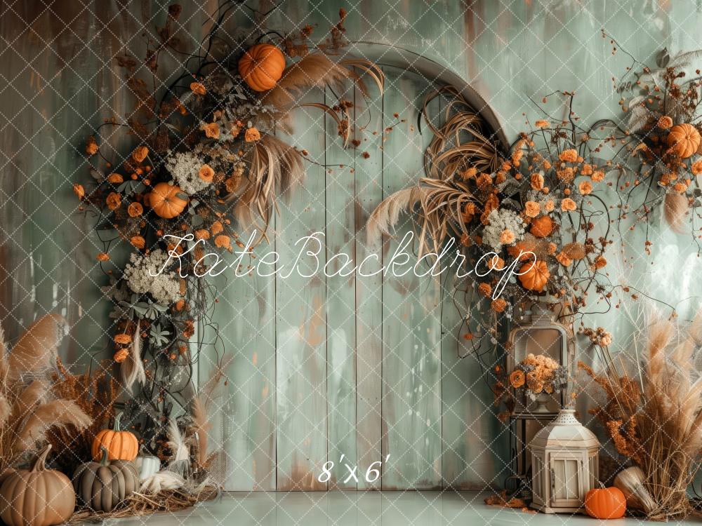 Kate Récolte Arche en bois Citrouilles Automne Toile de fond conçue par Patty Robert - Kate Backdrop FR