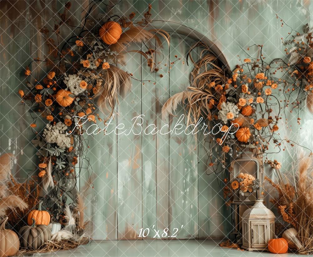 Kate Récolte Arche en bois Citrouilles Automne Toile de fond conçue par Patty Robert - Kate Backdrop FR