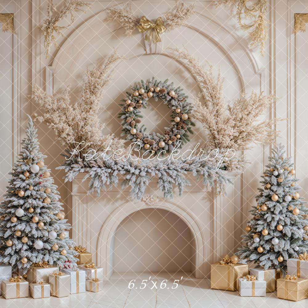 Kate Arbres de Noël Cadeaux Cheminée Rétro Toile de fond conçue par Emetselch - Kate Backdrop FR