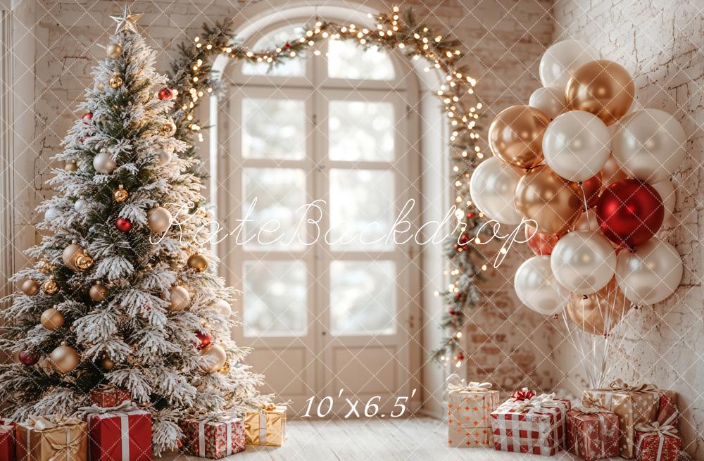 Kate Arbre de Noël Ballons Fenêtre Cadeaux Toile de fond conçue par Emetselch - Kate Backdrop FR