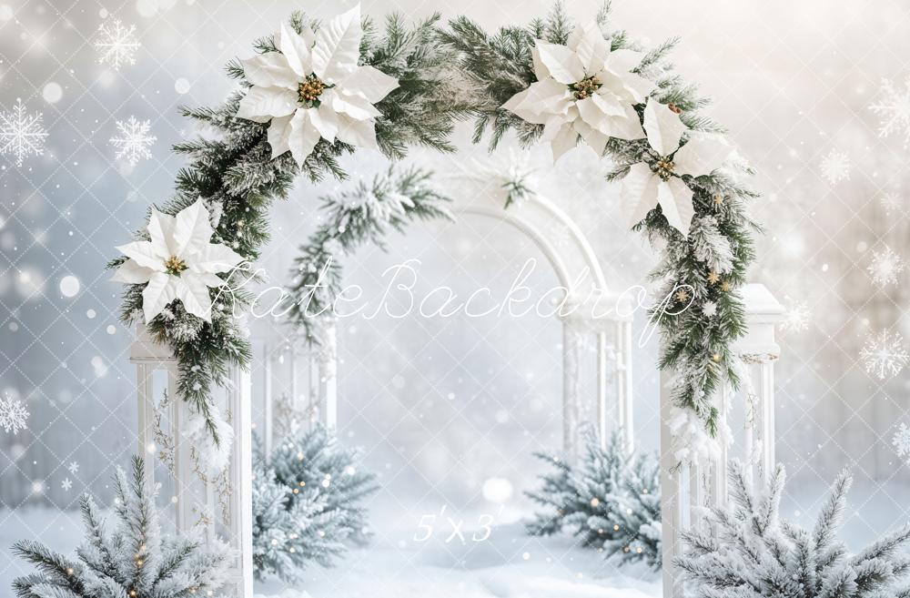 Kate Hiver Blanc Neige Arche Florale Toile de fond conçue par Emetselch - Kate Backdrop FR