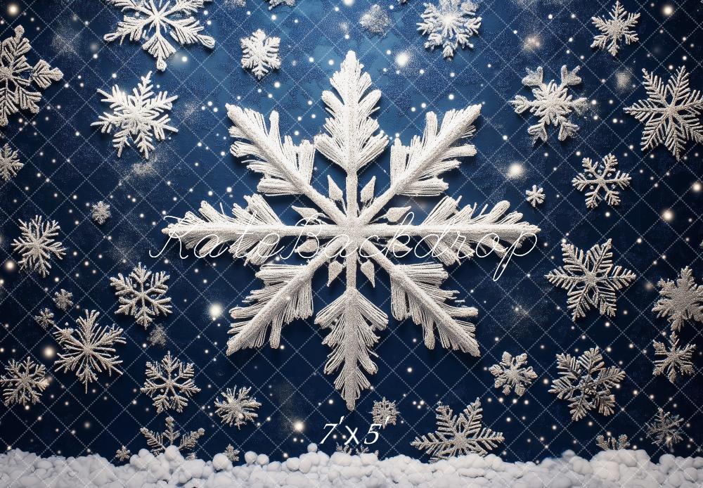 Kate Bleu Hiver Flocons de neige Toile de fond conçue par Patty Robert - Kate Backdrop FR