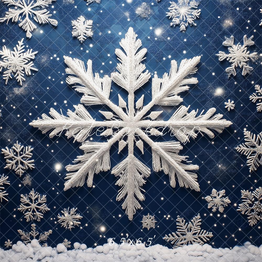 Kate Bleu Hiver Flocons de neige Toile de fond conçue par Patty Robert - Kate Backdrop FR