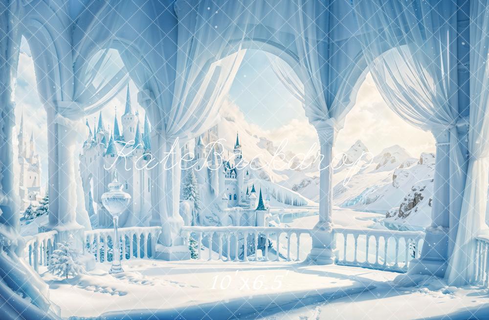 Kate Hiver Château Fantastique Balcon Neige Toile de fond conçue par Emetselch - Kate Backdrop FR