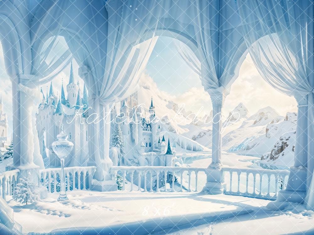 Kate Hiver Château Fantastique Balcon Neige Toile de fond conçue par Emetselch - Kate Backdrop FR