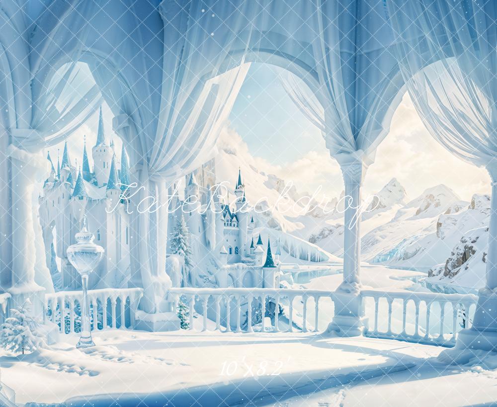 Kate Hiver Château Fantastique Balcon Neige Toile de fond conçue par Emetselch - Kate Backdrop FR