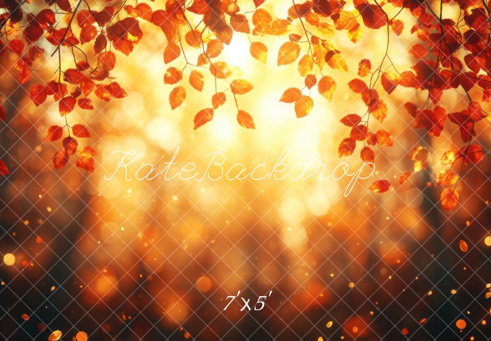 Kate Automne Feuilles Bokeh Jaune Toile de fond conçue par Mini MakeBelieve - Kate Backdrop FR