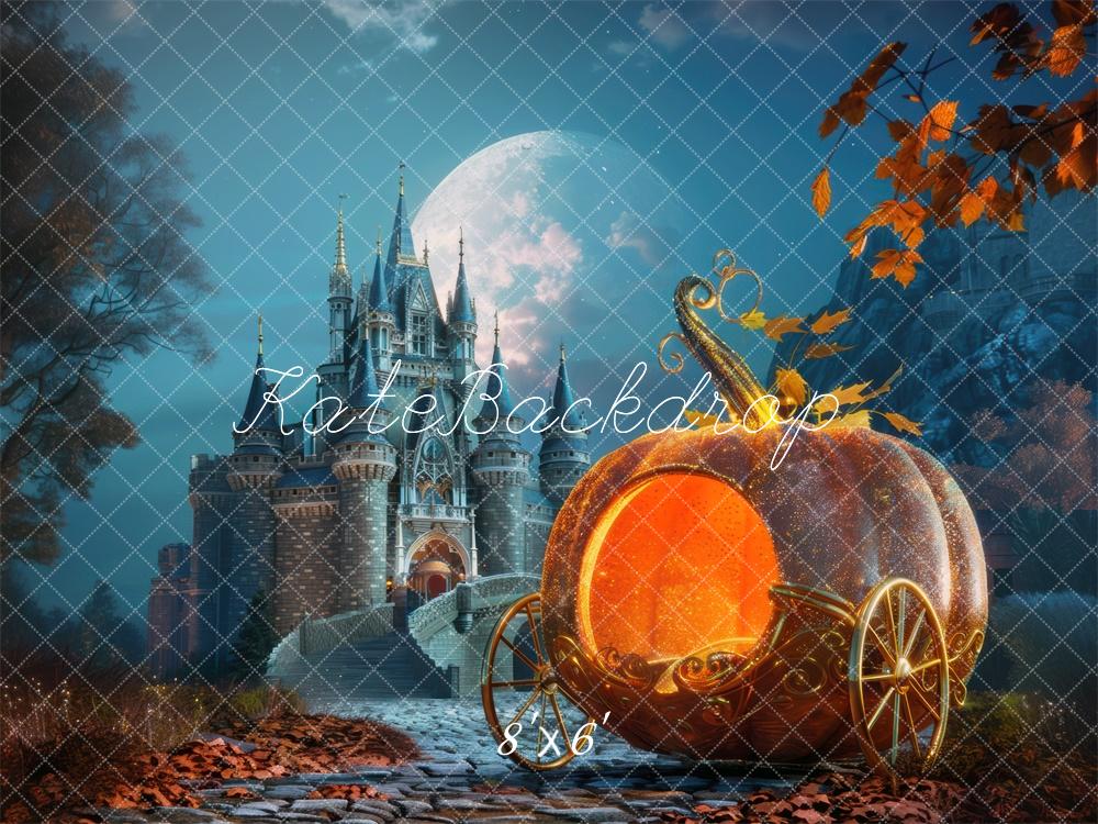 Kate Halloween Château Carrosse de citrouille Toile de fond conçue par Mini MakeBelieve - Kate Backdrop FR