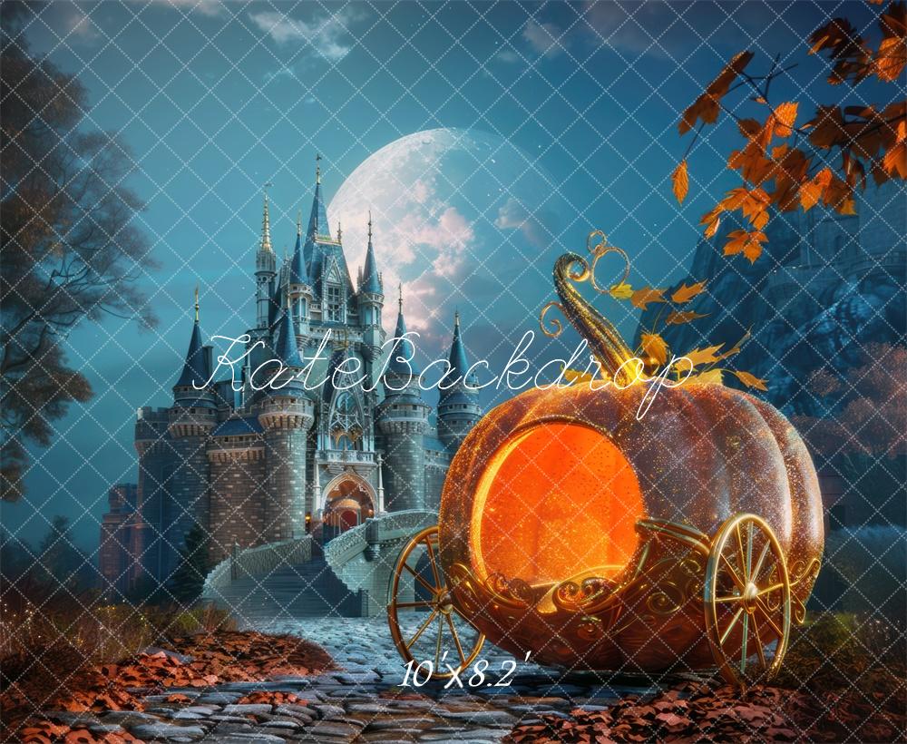 Kate Halloween Château Carrosse de citrouille Toile de fond conçue par Mini MakeBelieve - Kate Backdrop FR