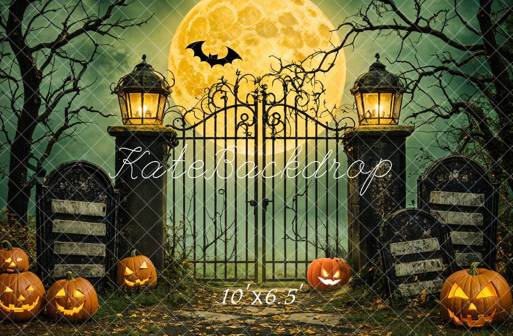 Kate Halloween Lune Grille Citrouilles Toile de fond conçue par Emetselch - Kate Backdrop FR