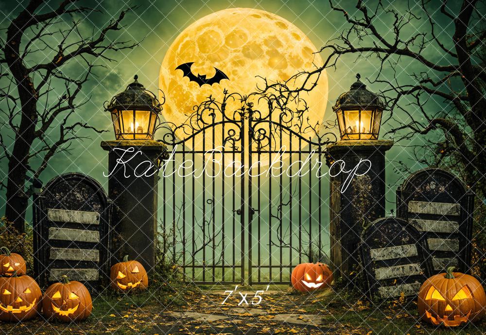 Kate Halloween Lune Grille Citrouilles Toile de fond conçue par Emetselch - Kate Backdrop FR