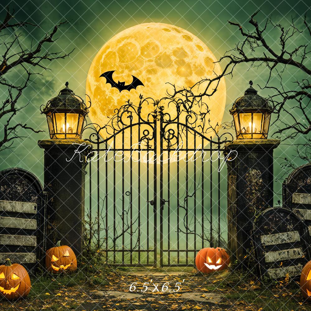 Kate Halloween Lune Grille Citrouilles Toile de fond conçue par Emetselch - Kate Backdrop FR