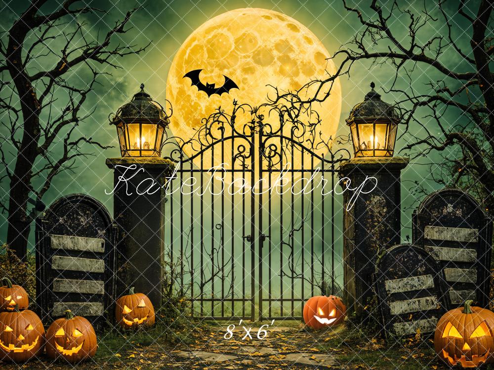 Kate Halloween Lune Grille Citrouilles Toile de fond conçue par Emetselch - Kate Backdrop FR